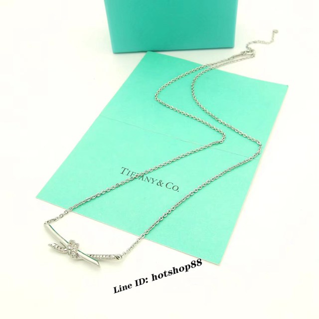 Tiffany新款蒂芙尼緣系列半鑽打結項鏈帶鑽套裝項鏈耳環 zgb3129